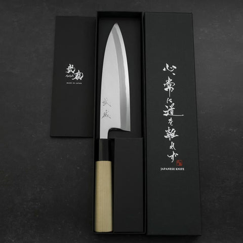 Aideba White Steel #2 Kasumi Buffalo Magnolia Handle 180mm-[Musashi]-[Japanese-Kitchen-Knives]