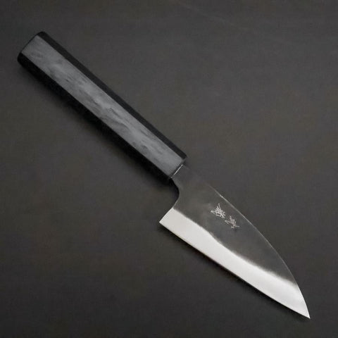 Ajikiri Blue Steel #2 Kurouchi Blue Urushi Handle 105mm-[Musashi]-[Japanese-Kitchen-Knives]