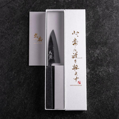 Ajikiri White Steel #2 Kurouchi Mango Ishime Urushi Negro 105mm