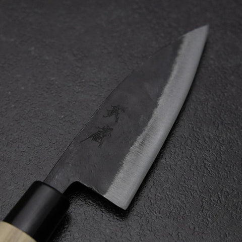 Ajikiri White Steel #2 Kurouchi Magnolia Round Handle 105mm (4.1”)-[Musashi]-[Japanese-Kitchen-Knives]