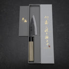 Ajikiri White Steel #2 Kurouchi Magnolia Round Handle 105mm (4.1”)-[Musashi]-[Japanese-Kitchen-Knives]