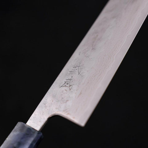 Bunka AUS-10 Nashiji Damascus Mirror Ocean Blue Handle 170mm (6.7”)
