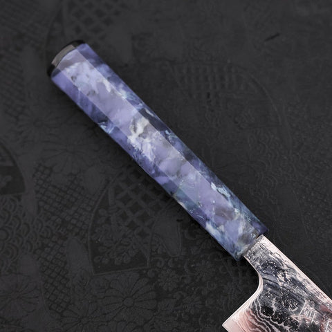 Bunka AUS-10 Nashiji Damascus Mirror Ocean Blue Handle 170mm (6.7”)