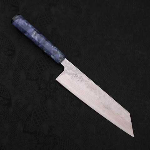 Bunka AUS-10 Nashiji Damascus Mirror Ocean Blue Handle 170mm (6.7”)
