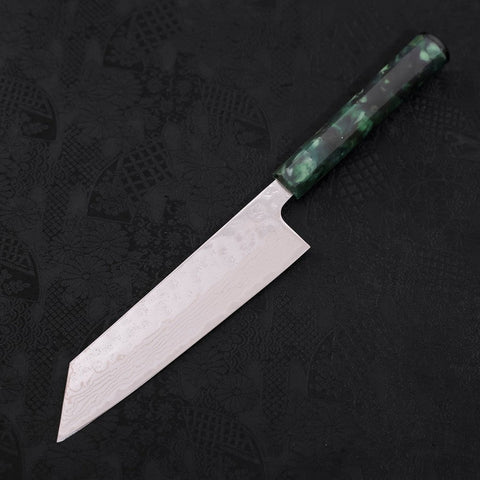 Bunka AUS-10 Nashiji Damascus Mirror Ocean Green Handle 170mm-[Musashi]-[Japanese-Kitchen-Knives]