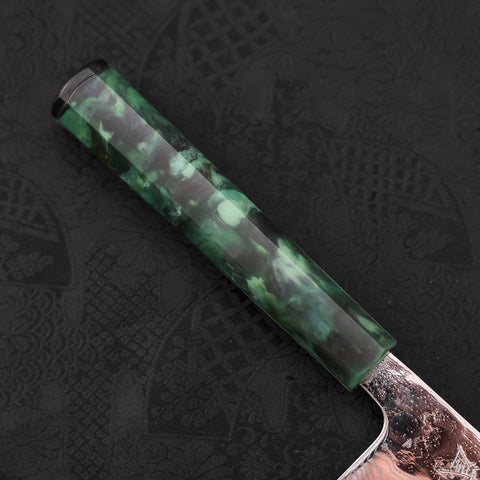 Bunka AUS-10 Nashiji Damascus Mirror Ocean Green Handle 170mm-[Musashi]-[Japanese-Kitchen-Knives]
