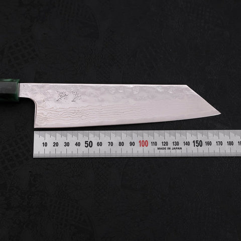 Bunka AUS-10 Nashiji Damascus Mirror Ocean Green Handle 170mm-[Musashi]-[Japanese-Kitchen-Knives]