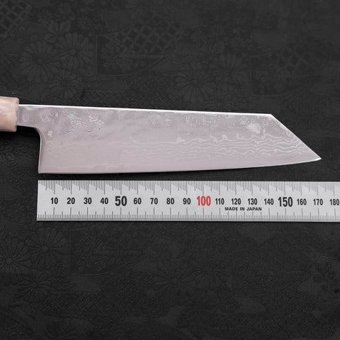 Bunka AUS-10 Nashiji Damascus Mirror Ocean White Blue Handle 170mm (6.7”)
