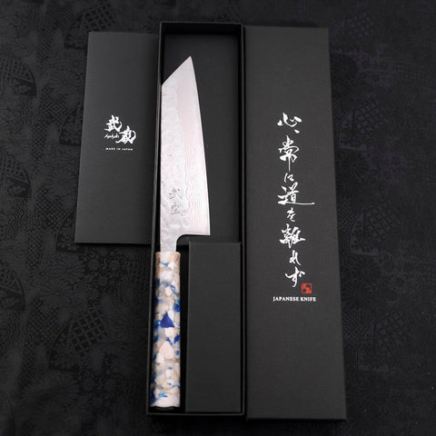 Bunka AUS-10 Nashiji Damasco Mango de Plástico Oceánico Mix Blanco 170 mm