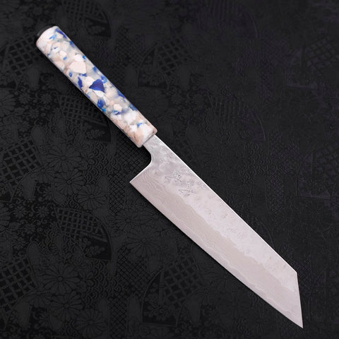 Bunka AUS-10 Nashiji Damascus Mirror Ocean White Mix Handle 170mm-[Musashi]-[Japanese-Kitchen-Knives]