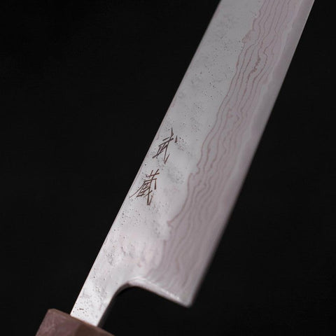 Bunka AUS-10 Nashiji Damascus Mirror White Urushi Handle 170mm-[Musashi]-[Japanese-Kitchen-Knives]