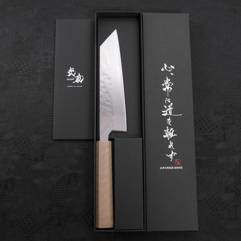 Bunka AUS-10 Nashiji Damascus Mirror White Urushi Handle 170mm-[Musashi]-[Japanese-Kitchen-Knives]