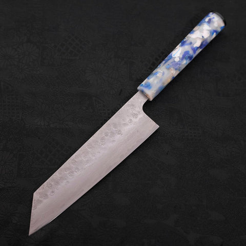 Bunka AUS-10 Nashiji Damascus Ocean Blue-White Mix Handle 170mm (6.7”)