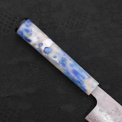 Bunka AUS-10 Nashiji Damascus Ocean Blue-White Mix Handle 170mm (6.7”)