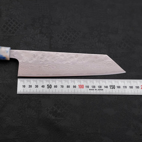 Bunka AUS-10 Nashiji Damascus Ocean Blue-White Mix Handle 170mm (6.7”)