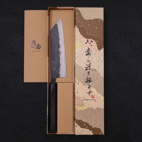 Bunka Blue Super Kurouchi Buffalo Ebony Handle 165mm-[Musashi]-[Japanese-Kitchen-Knives]