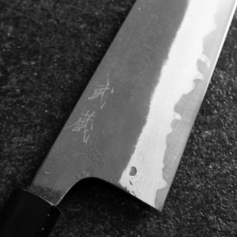Bunka Blue Super Kurouchi Damascus Buffalo Walnut Handle 165mm (6.5”)-[Musashi]-[Japanese-Kitchen-Knives]