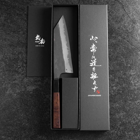 Bunka Blue Super Kurouchi Damascus Buffalo Walnut Handle 165mm (6.5”)-[Musashi]-[Japanese-Kitchen-Knives]