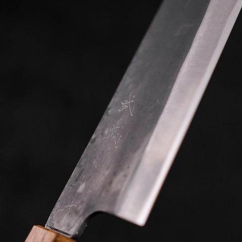 Bunka Blue Steel #1 Kurouchi Stainless Clad Oak Handle 190mm-[Musashi]-[Japanese-Kitchen-Knives]