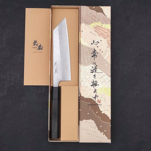 Bunka Blue Steel #2 Damascus Buffalo Ebony Handle 165mm-[Musashi]-[Japanese-Kitchen-Knives]