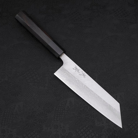 Bunka Blue Steel #2 Damascus Buffalo Ebony Handle 165mm-[Musashi]-[Japanese-Kitchen-Knives]