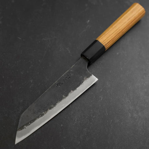 Bunka Blue Steel #2 Kurouchi Buffalo Teak Handle 165mm-[Musashi]-[Japanese-Kitchen-Knives]