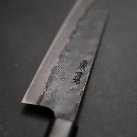 Bunka Blue Steel #2 Kurouchi Buffalo Teak Handle 165mm-[Musashi]-[Japanese-Kitchen-Knives]