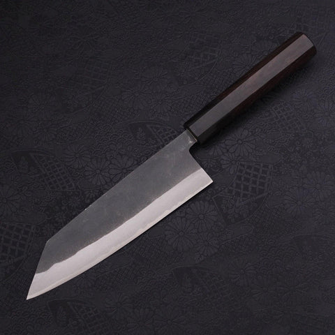 Bunka Blue Steel #2 Kurouchi Chokin Samurai Full Moon Buffalo Ebony Handle 175mm-[Musashi]-[Japanese-Kitchen-Knives]