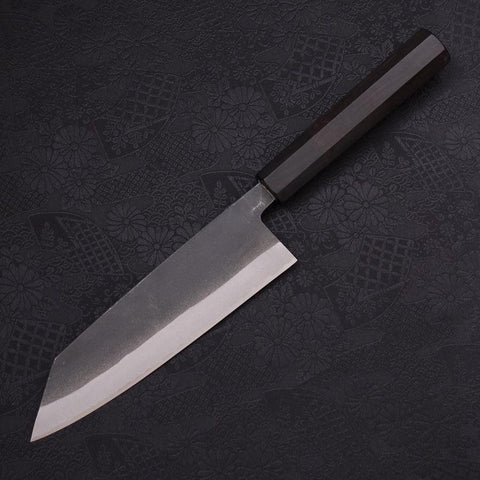Bunka Blue Steel #2 Kurouchi Chokin Samurai New Moon Buffalo Ebony Handle 175mm-[Musashi]-[Japanese-Kitchen-Knives]