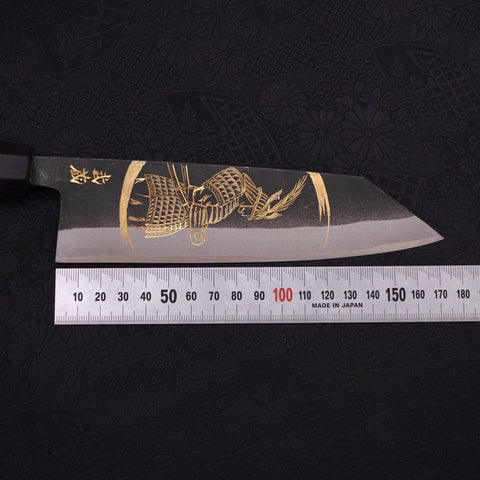 Bunka Blue Steel #2 Kurouchi Chokin Samurai New Moon Buffalo Ebony Handle 175mm-[Musashi]-[Japanese-Kitchen-Knives]