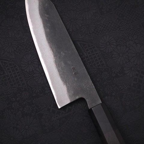 Bunka Blue Steel #2 Kurouchi Chokin Tiger-Bamboo Buffalo Ebony Handle 175mm-[Musashi]-[Japanese-Kitchen-Knives]