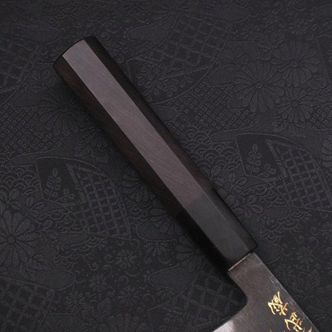 Bunka Blue Steel #2 Kurouchi Chokin Tiger-Bamboo Buffalo Ebony Handle 175mm-[Musashi]-[Japanese-Kitchen-Knives]