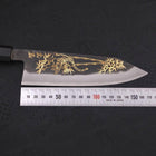 Bunka Blue Steel #2 Kurouchi Chokin Tiger-Bamboo Buffalo Ebony Handle 175mm-[Musashi]-[Japanese-Kitchen-Knives]