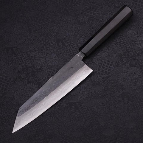 Bunka Blue Steel #2 Kurouchi Damascus Buffalo Ebony Handle 180mm-[Musashi]-[Japanese-Kitchen-Knives]