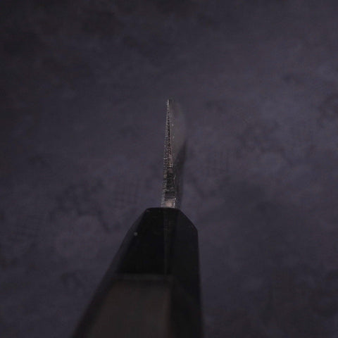 Bunka Blue Steel #2 Kurouchi Damascus Buffalo Ebony Handle 180mm-[Musashi]-[Japanese-Kitchen-Knives]