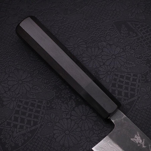 Bunka Blue Steel #2 Kurouchi Damascus Buffalo Ebony Handle 180mm-[Musashi]-[Japanese-Kitchen-Knives]