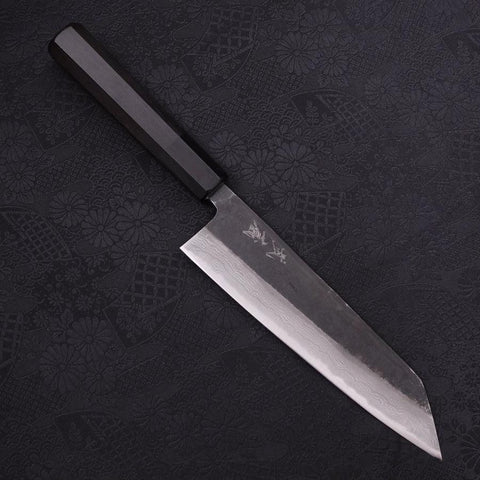 Bunka Blue Steel #2 Kurouchi Damascus Buffalo Ebony Handle 180mm-[Musashi]-[Japanese-Kitchen-Knives]