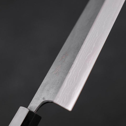 Bunka Blue Steel #2 Kurouchi Damascus Buffalo Teak Handle 165mm-[Musashi]-[Japanese-Kitchen-Knives]