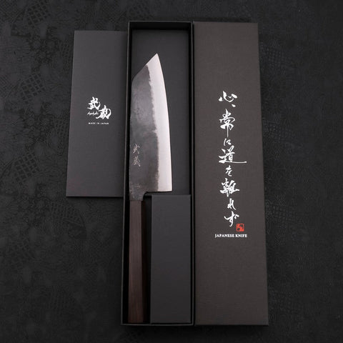 Bunka Blue Steel #2 Kurouchi Ebony Handle 165mm-[Musashi]-[Japanese-Kitchen-Knives]