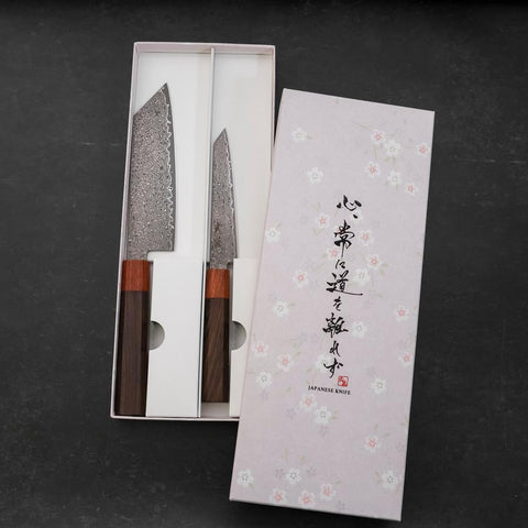 Bunka & Kiritsuke Petty VG-10 Damasco Mango de Ébano Palisandro Set Sakura