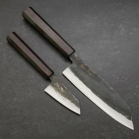 Bunka & Kobunka Blue Steel #2 Kurouchi Mango de Ébano Set Sakura