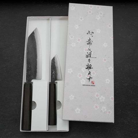Bunka & Kobunka Blue Steel #2 Kurouchi Mango de Ébano Set Sakura