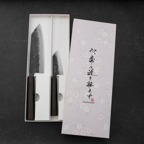 Bunka & Kobunka Blue Steel #2 Kurouchi Mango de Ébano Set Sakura