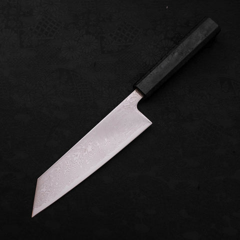 Bunka SLD Damasco Níquel Ondulado Mango Negro Ishime 170 mm