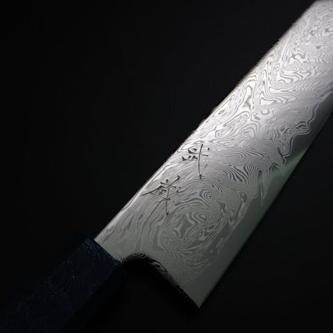 Bunka SLD Damasco Níquel Ondulado Mango Urushi Azul 170mm