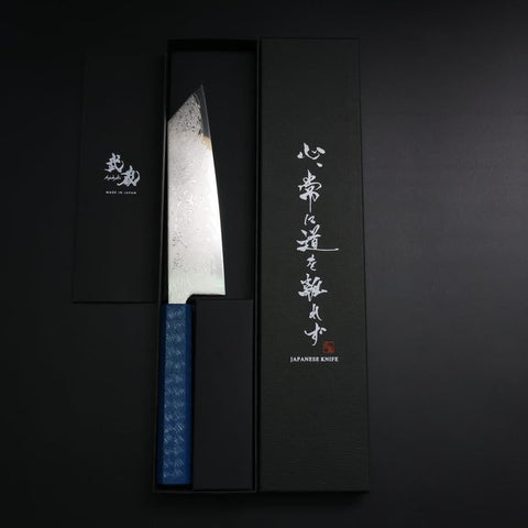 Bunka SLD Damasco Níquel Ondulado Mango Urushi Azul 170mm