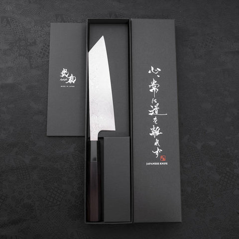 Bunka SLD Wave Nickel Damascus Buffalo Ebony Handle 170mm-[Musashi]-[Japanese-Kitchen-Knives]