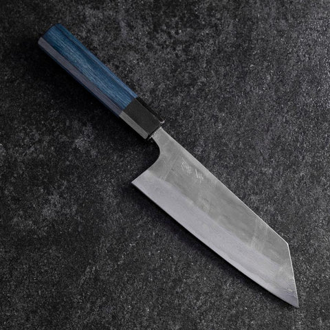 Bunka Silver Steel #3 Nashiji Damascus Blue Urushi Handle 175mm-[Musashi]-[Japanese-Kitchen-Knives]