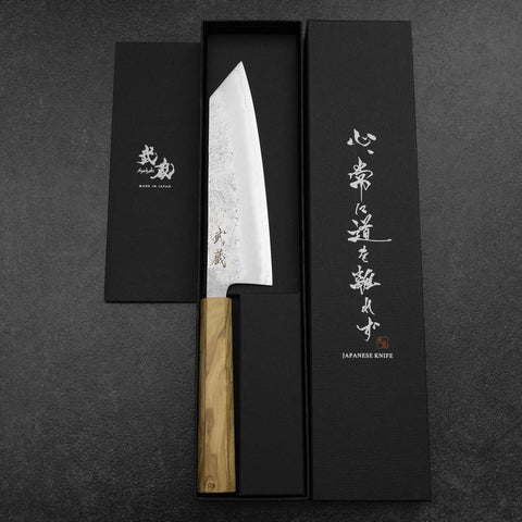 Bunka Silver Steel #3 Nashiji Olive Handle 175mm-[Musashi]-[Japanese-Kitchen-Knives]