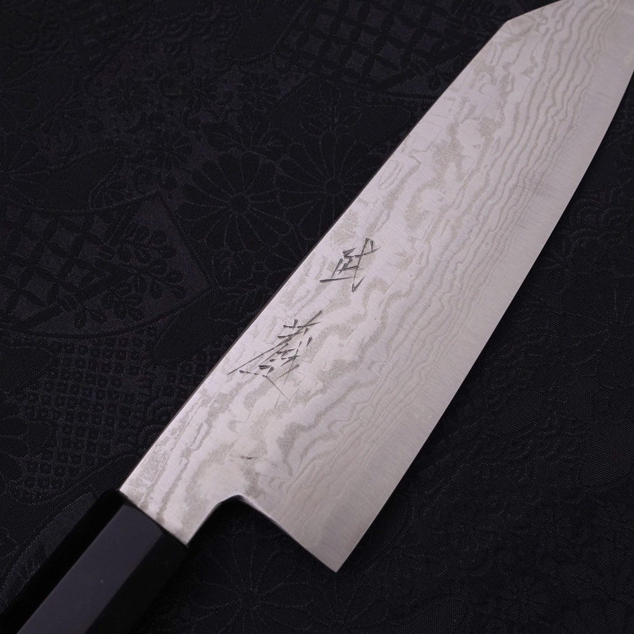 Bunka Silver Steel #3 Nickel Damascus Buffalo Ebony Handle 170mm-[Musashi]-[Japanese-Kitchen-Knives]